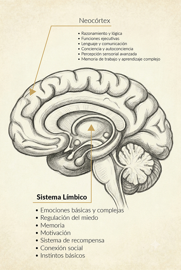 Diagrama de la ubicación del sistema límbico